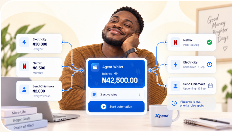 Agent wallet automating electricity, Netflix and transfers
